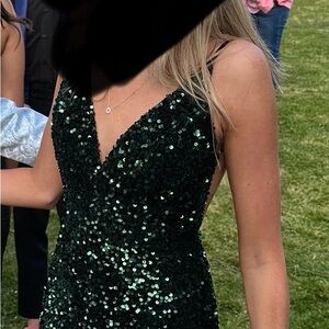 Elegant Sequin emerald green Portia & Scarlett prom dress